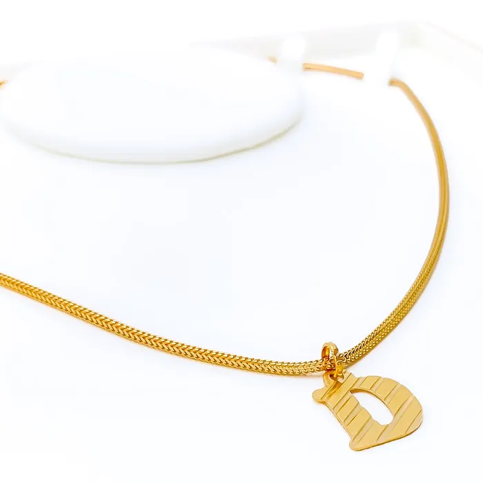 Ornate Bold D 22k Gold Letter Pendant Andaaz Jewelers PreStyled Sets