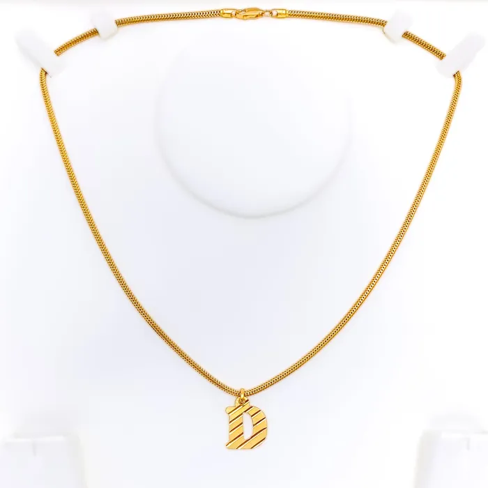 Ornate Bold D 22k Gold Letter Pendant Andaaz Jewelers PreStyled Sets