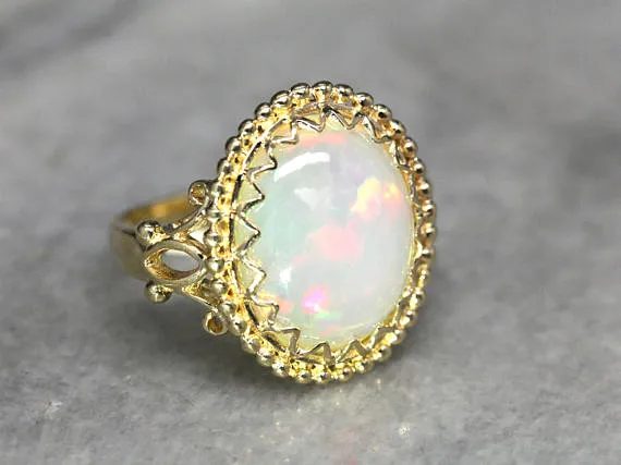 Ornate Vintage Opal Statement Ring in Yellow Gold Market Square Jewelers Rings Ornate Vintage Opal Statement Ring in Yellow Gold Market Square Jewelers Rings