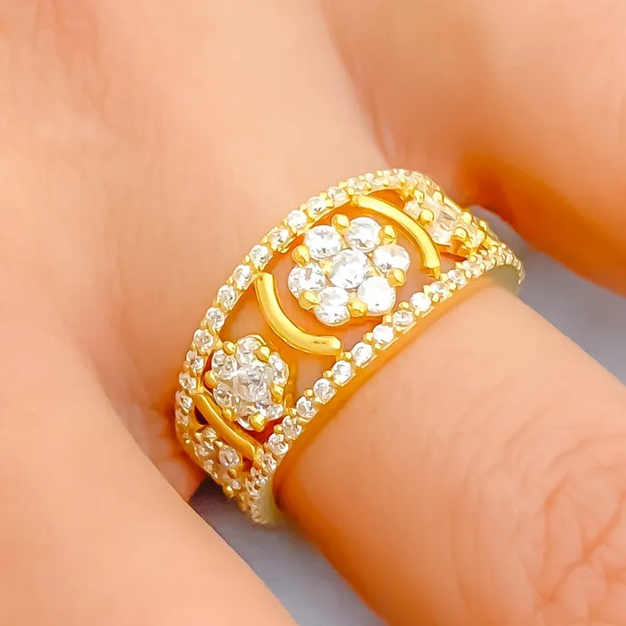 Palatial Shimmering 22k Gold CZ Statement Ring Andaaz Jewelers Rings