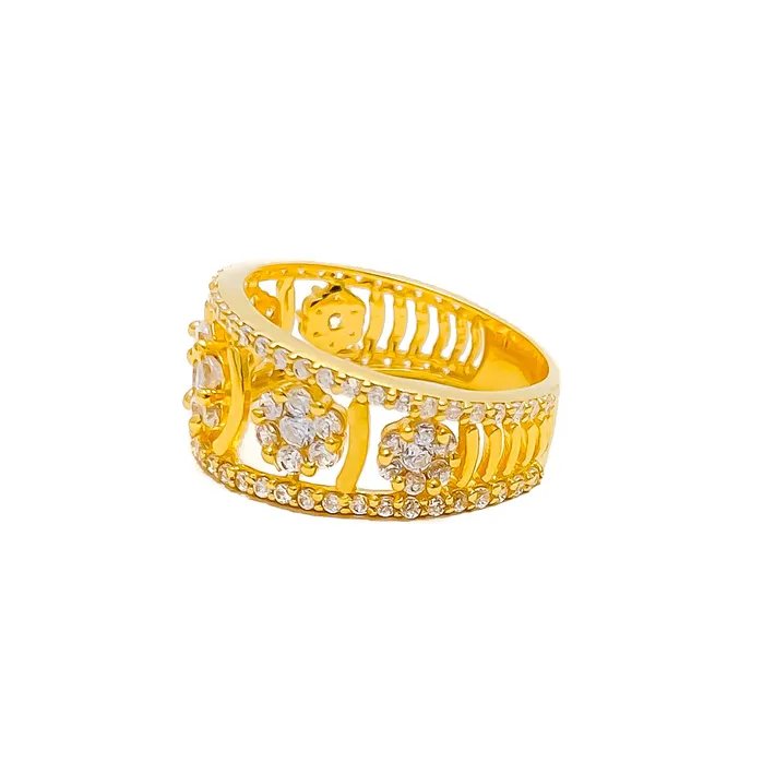 Palatial Shimmering 22k Gold CZ Statement Ring Andaaz Jewelers Rings