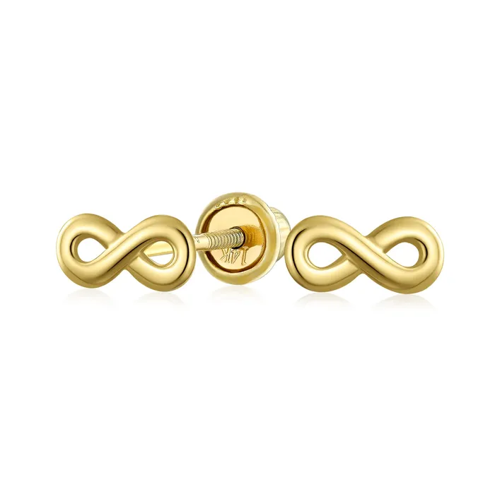 Petite 14K Gold Infinity Stud Earrings with Secure Screw Back for Girlfriend BlingJewelry Wholesale Earrings Petite 14K Gold Infinity Stud Earrings with Secure Screw Back for Girlfriend BlingJewelry Wholesale Earrings