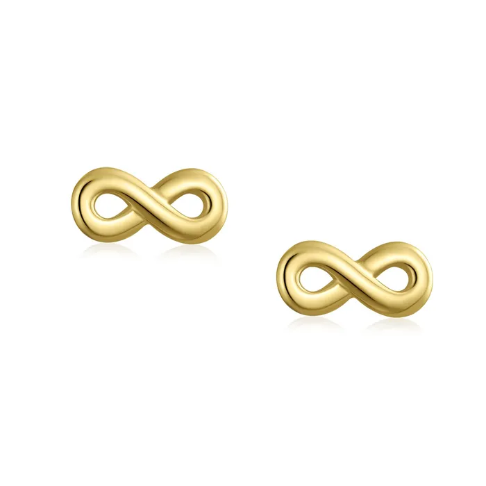 Petite 14K Gold Infinity Stud Earrings with Secure Screw Back for Girlfriend BlingJewelry Wholesale Earrings Petite 14K Gold Infinity Stud Earrings with Secure Screw Back for Girlfriend BlingJewelry Wholesale Earrings