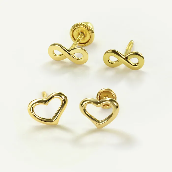 Petite 14K Gold Infinity Stud Earrings with Secure Screw Back for Girlfriend BlingJewelry Wholesale Earrings Petite 14K Gold Infinity Stud Earrings with Secure Screw Back for Girlfriend BlingJewelry Wholesale Earrings