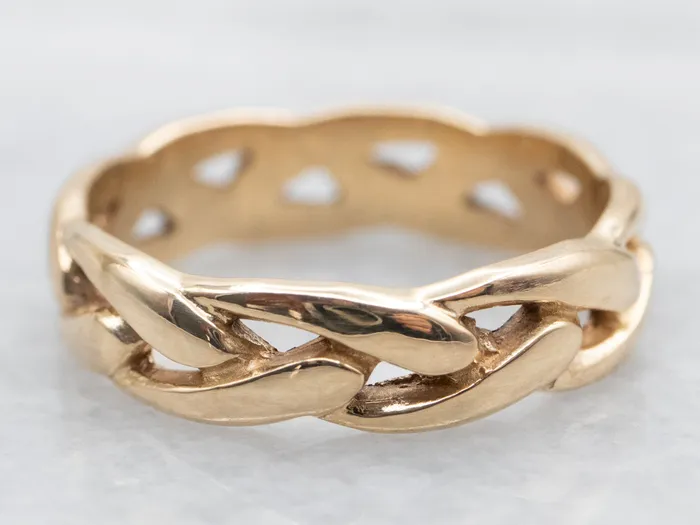 Polished Gold Braided Band Market Square Jewelers Rings