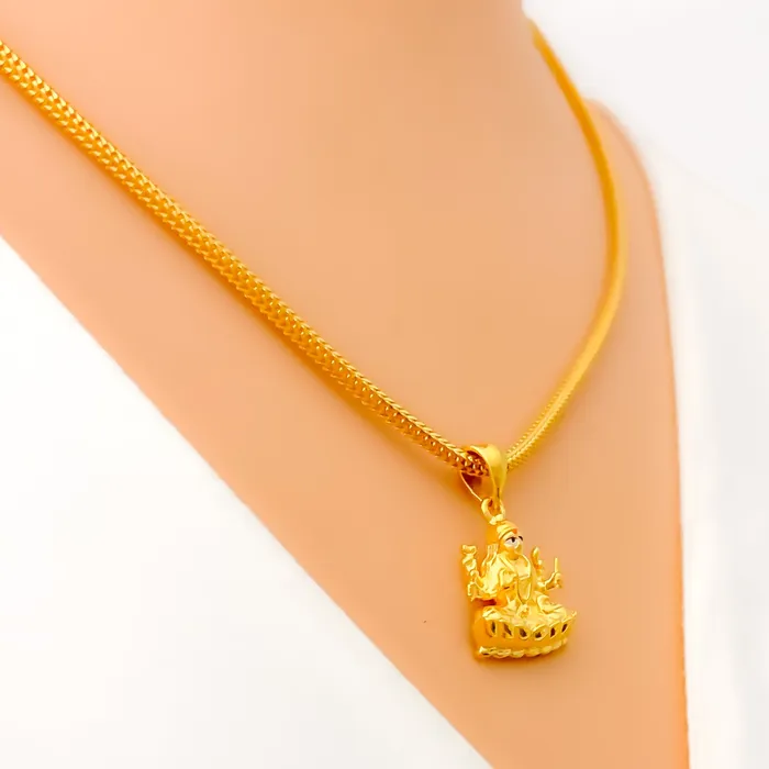 PreStyled Sets Andaaz Jewelers Distinct Decorative 22k Gold Lakshmi Pendant