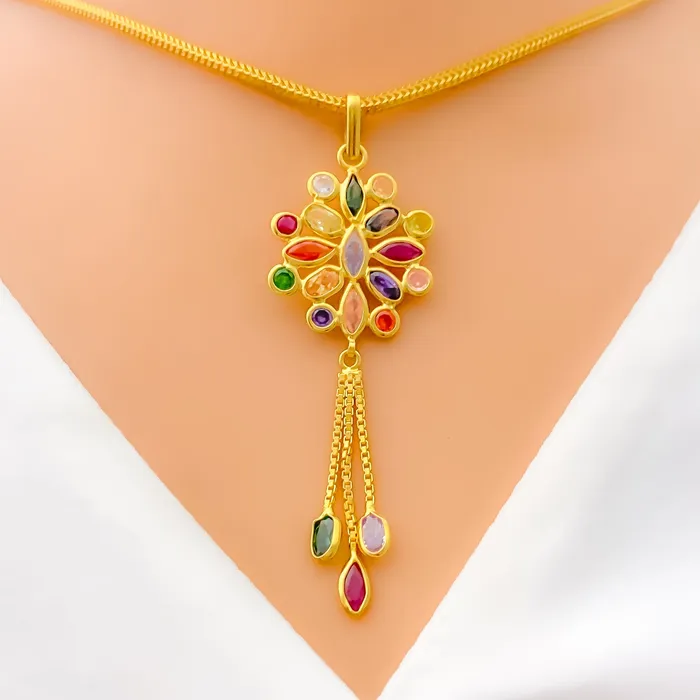 PreStyled Sets Andaaz Jewelers Majestic Marquise Flower 22k Gold Pendant Set PreStyled Sets Andaaz Jewelers Majestic Marquise Flower 22k Gold Pendant Set
