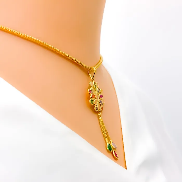 PreStyled Sets Andaaz Jewelers Majestic Marquise Flower 22k Gold Pendant Set