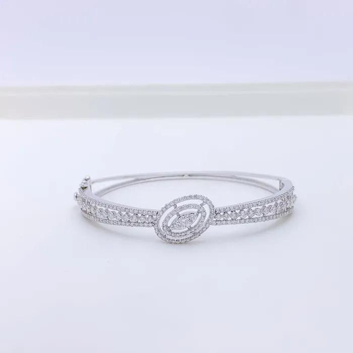 PreStyled Sets Andaaz Jewelers Modern White Gold Diamond 18k Gold Bangle Bracelet