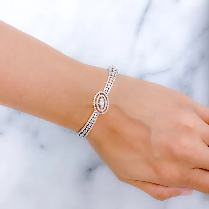 PreStyled Sets Andaaz Jewelers Modern White Gold Diamond 18k Gold Bangle Bracelet