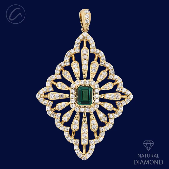 PreStyled Sets Andaaz Jewelers Refined Ornate Flower Diamond 18k Gold Pendant