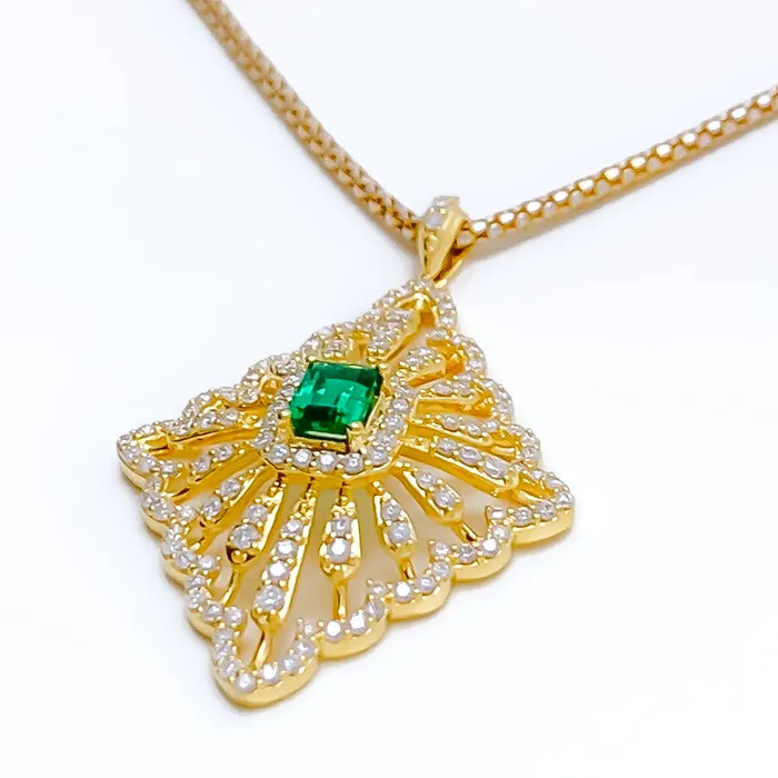 PreStyled Sets Andaaz Jewelers Refined Ornate Flower Diamond 18k Gold Pendant