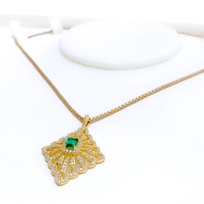 PreStyled Sets Andaaz Jewelers Refined Ornate Flower Diamond 18k Gold Pendant