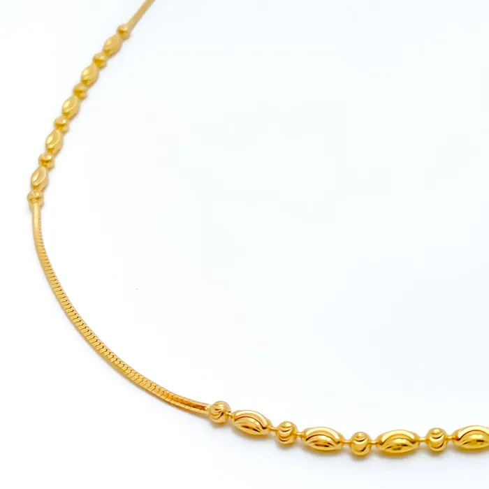 PreStyled Sets Andaaz Jewelers Sleek Alternating Beadwork 22K Gold Chain 16