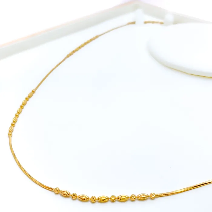 PreStyled Sets Andaaz Jewelers Sleek Alternating Beadwork 22K Gold Chain 16