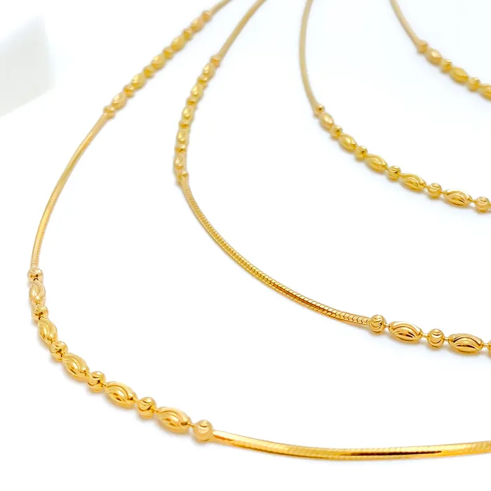 PreStyled Sets Andaaz Jewelers Sleek Alternating Beadwork 22K Gold Chain 16