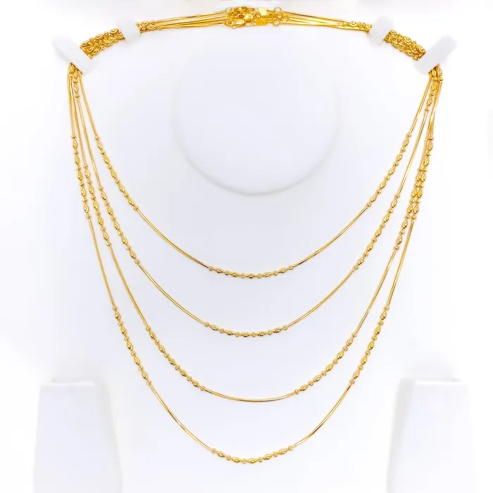 PreStyled Sets Andaaz Jewelers Sleek Alternating Beadwork 22K Gold Chain 16