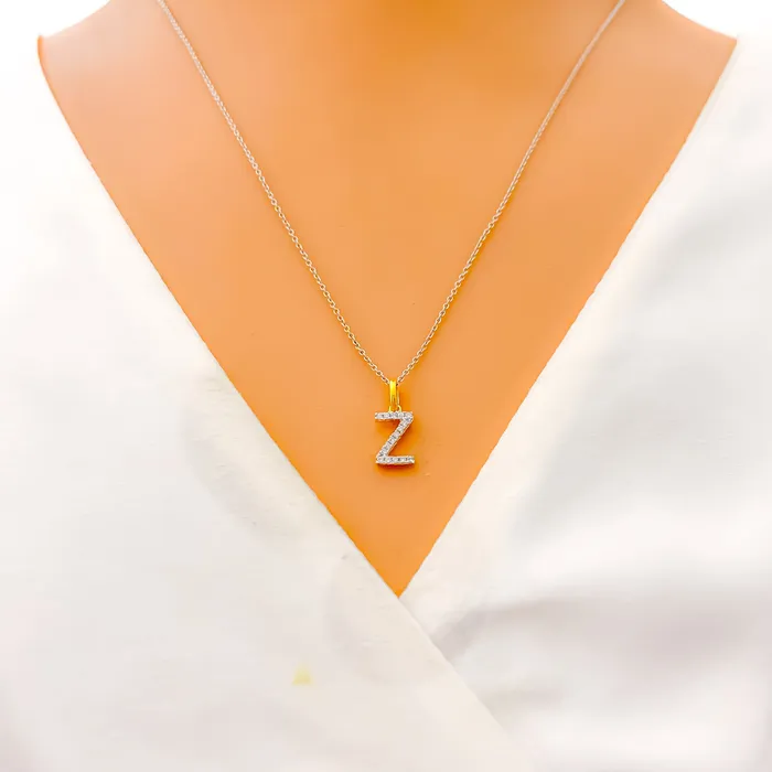 PreStyled Sets Andaaz Jewelers Z Diamond Letter 18k Gold Pendant