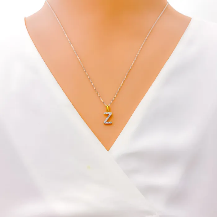 PreStyled Sets Andaaz Jewelers Z Diamond Letter 18k Gold Pendant