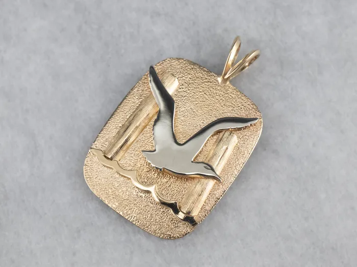 PreStyled Sets Market Square Jewelers Modernist Gold Seagull Seascape Pendant PreStyled Sets Market Square Jewelers Modernist Gold Seagull Seascape Pendant