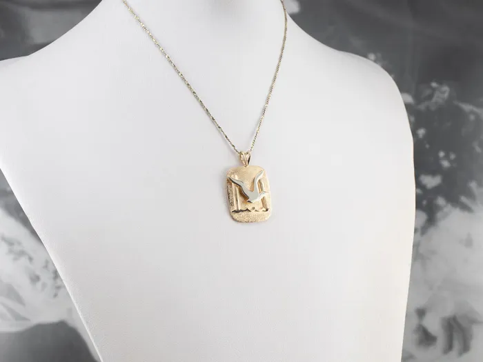 PreStyled Sets Market Square Jewelers Modernist Gold Seagull Seascape Pendant PreStyled Sets Market Square Jewelers Modernist Gold Seagull Seascape Pendant