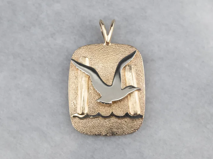PreStyled Sets Market Square Jewelers Modernist Gold Seagull Seascape Pendant PreStyled Sets Market Square Jewelers Modernist Gold Seagull Seascape Pendant
