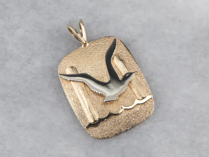 PreStyled Sets Market Square Jewelers Modernist Gold Seagull Seascape Pendant PreStyled Sets Market Square Jewelers Modernist Gold Seagull Seascape Pendant