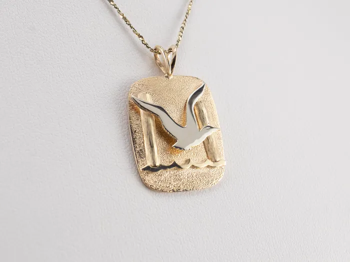 PreStyled Sets Market Square Jewelers Modernist Gold Seagull Seascape Pendant PreStyled Sets Market Square Jewelers Modernist Gold Seagull Seascape Pendant
