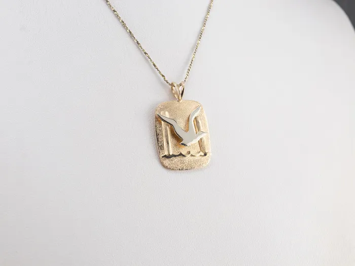 PreStyled Sets Market Square Jewelers Modernist Gold Seagull Seascape Pendant PreStyled Sets Market Square Jewelers Modernist Gold Seagull Seascape Pendant