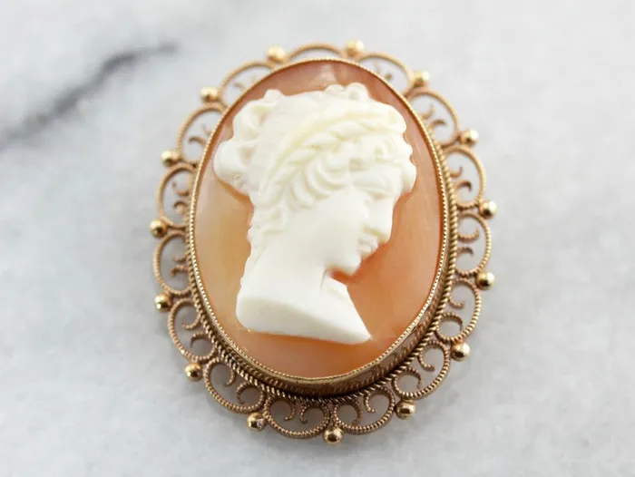 PreStyled Sets Market Square Jewelers Ornate Cameo Gold Filigree Brooch Pendant PreStyled Sets Market Square Jewelers Ornate Cameo Gold Filigree Brooch Pendant
