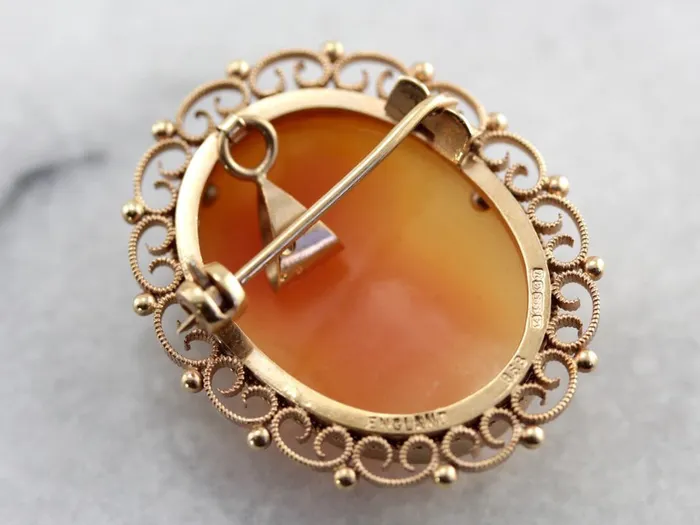 PreStyled Sets Market Square Jewelers Ornate Cameo Gold Filigree Brooch Pendant PreStyled Sets Market Square Jewelers Ornate Cameo Gold Filigree Brooch Pendant