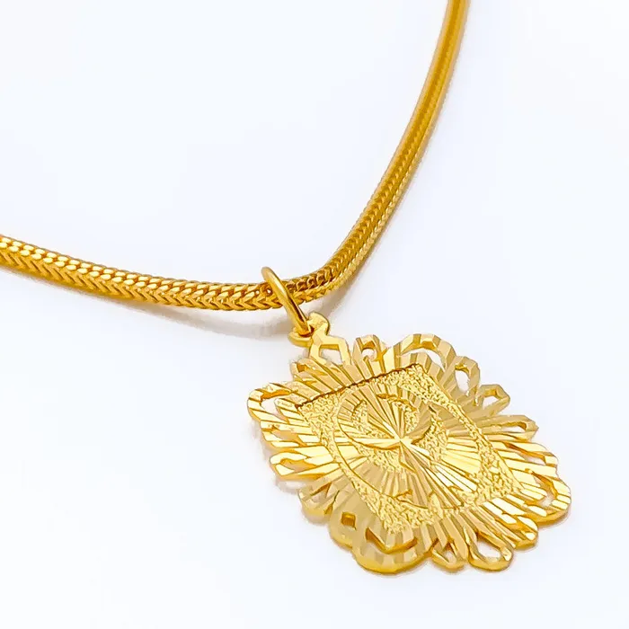 PreStyled Sets Refined Charming 22k Gold Khanda Pendant Andaaz Jewelers