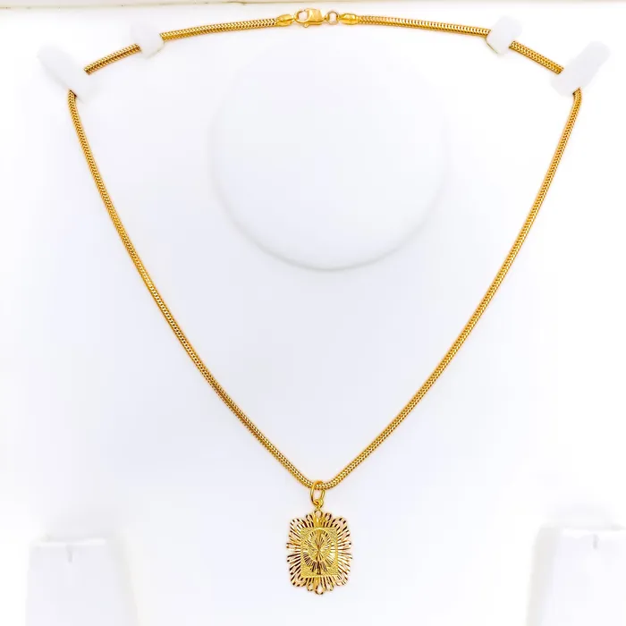 PreStyled Sets Refined Charming 22k Gold Khanda Pendant Andaaz Jewelers