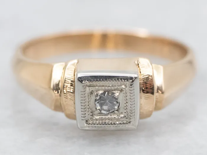 Retro Diamond Solitaire Engagement Ring Market Square Jewelers Rings