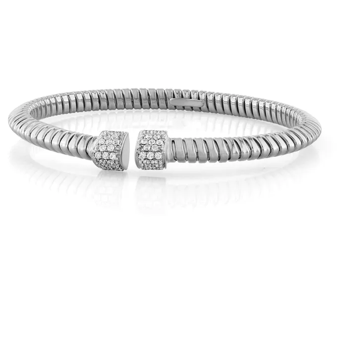 Rings 18kt Gold Pyramid Coil Open Diamond Bangle Classic Creations