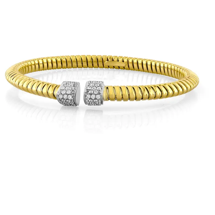 Rings 18kt Gold Pyramid Coil Open Diamond Bangle Classic Creations