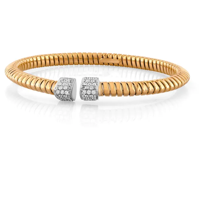 Rings 18kt Gold Pyramid Coil Open Diamond Bangle Classic Creations