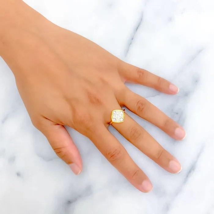 Rings Andaaz Jewelers Bold Glowing Geometric 18K Gold Diamond Statement Ring
