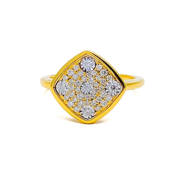 Rings Andaaz Jewelers Bold Glowing Geometric 18K Gold Diamond Statement Ring