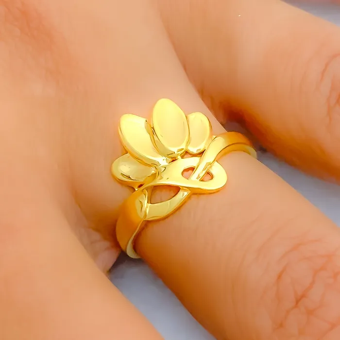 Rings Andaaz Jewelers Distinct Half Flower 22k Gold Ring