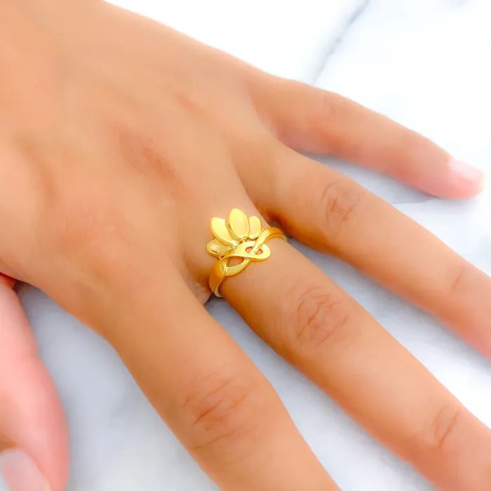 Rings Andaaz Jewelers Distinct Half Flower 22k Gold Ring