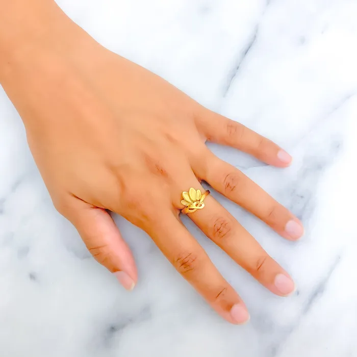 Rings Andaaz Jewelers Distinct Half Flower 22k Gold Ring