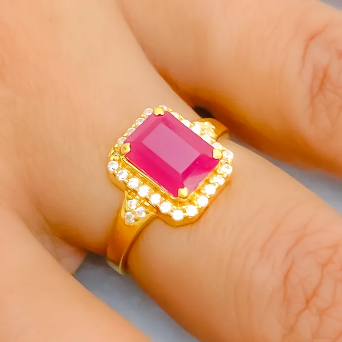 Rings Andaaz Jewelers Elegant Plush 22k Gold CZ 22k Gold Ring