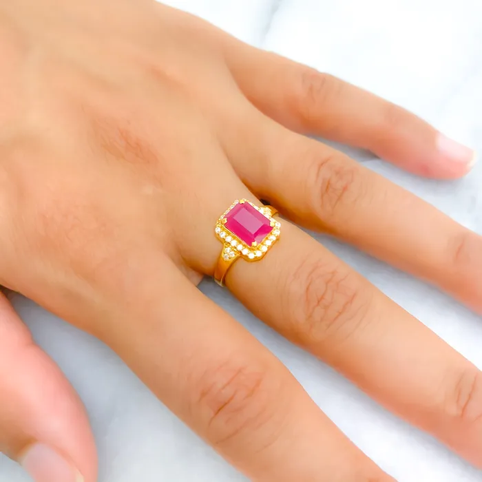 Rings Andaaz Jewelers Elegant Plush 22k Gold CZ 22k Gold Ring