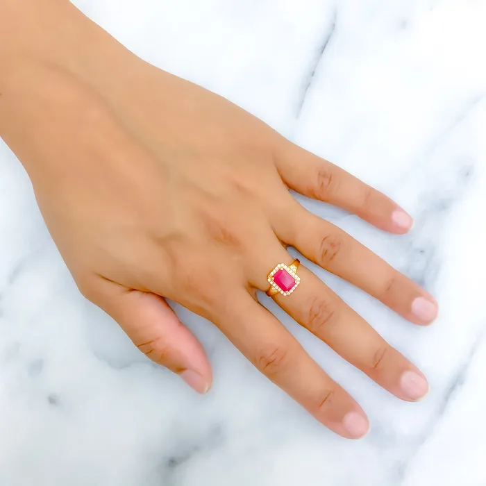 Rings Andaaz Jewelers Elegant Plush 22k Gold CZ 22k Gold Ring