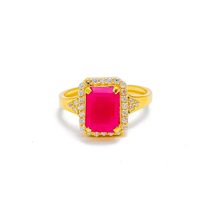 Rings Andaaz Jewelers Elegant Plush 22k Gold CZ 22k Gold Ring