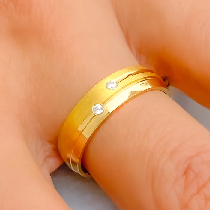 Rings Andaaz Jewelers Impeccable Rich 21k Gold CZ Band