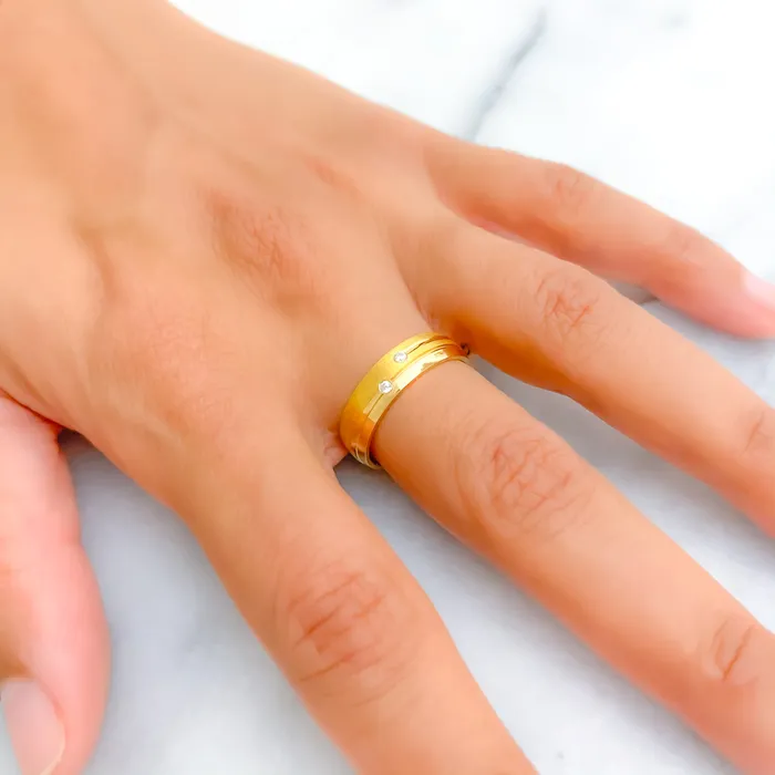 Rings Andaaz Jewelers Impeccable Rich 21k Gold CZ Band