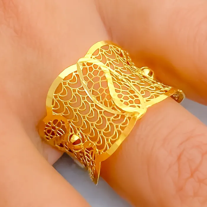 Rings Andaaz Jewelers Textured Blooming 21k Gold Ring