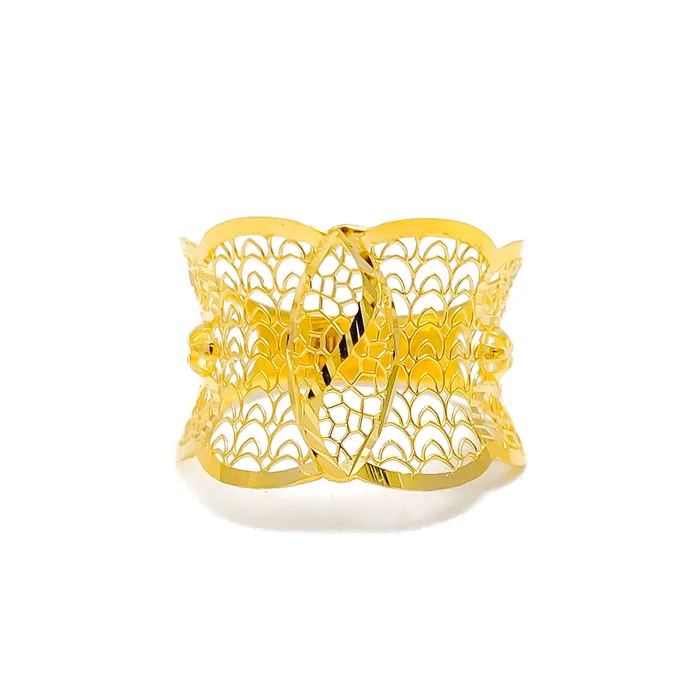 Rings Andaaz Jewelers Textured Blooming 21k Gold Ring